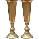 Ninehaoou 2 Pcs Distressed Gold Compote Vase Metal Decorative Vase 4.5