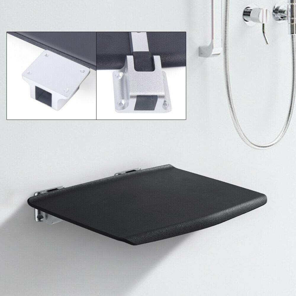 Asiento de ducha plegable montado en la pared, silla de ducha negra, asiento de ducha plegable para colgar en la pared, silla plegable más gruesa y antideslizante
