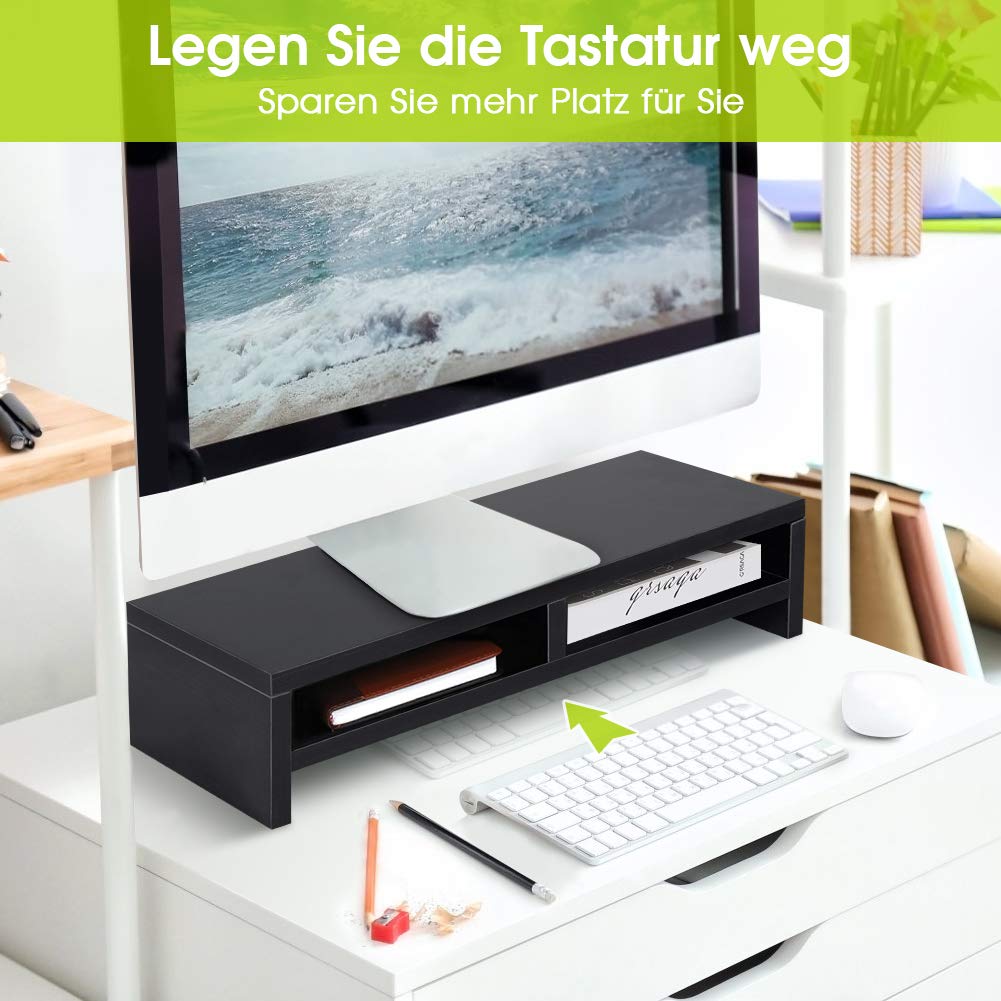 Supporto Per Monitor In Legno Massello 50x20x7.6 Cm - Base Per PC, TV E Notebook Per Scrivania - Foto 2