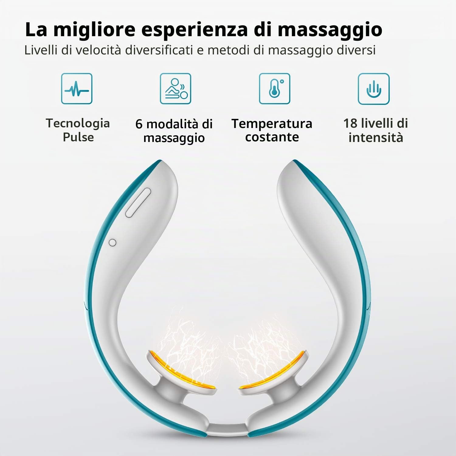 Massaggiatore per Collo, Massaggiatore Cervicale Intelligente, Allevia i dolori Muscolari del Collo, 6 Modalità e 18 livelli di intensità,Adatto per Viaggi,Famiglia,Auto,Ufficio,Miglior Regalo