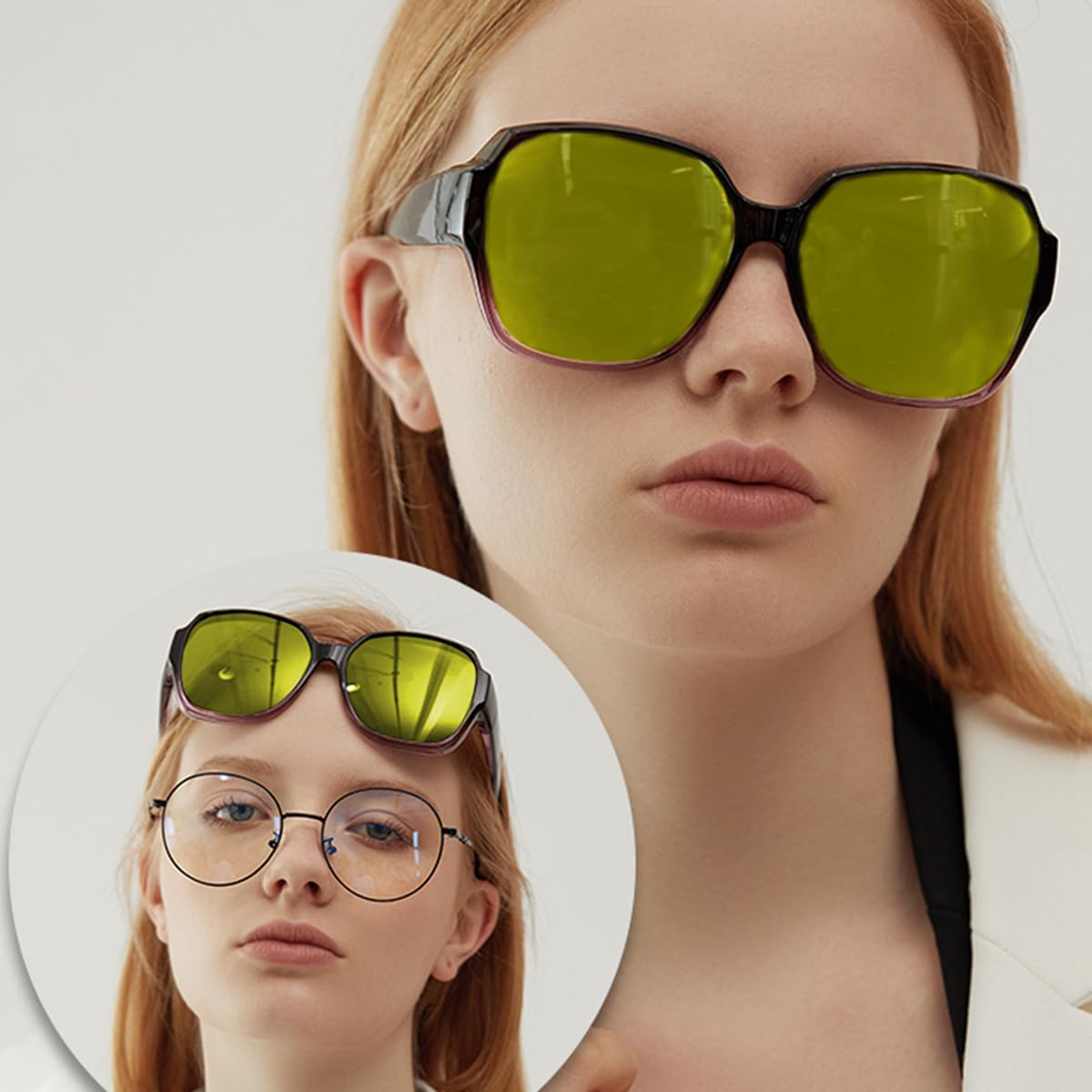 Lunettes de vision nocturne pour automobilistes Femmes Hommes Polarisées Anti-éblouissement Verres jaunes Lunettes de conduite nocturne Ultra légères Protection UV400