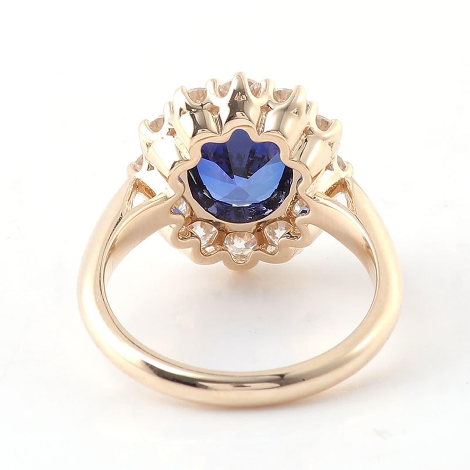 Wycian Anello Promise For Her, Anello Zaffiro Oro Giallo 9 carati Zaffiro Creato 1Ct Taglio Ovale Blu Personalizzato Per Compleanno