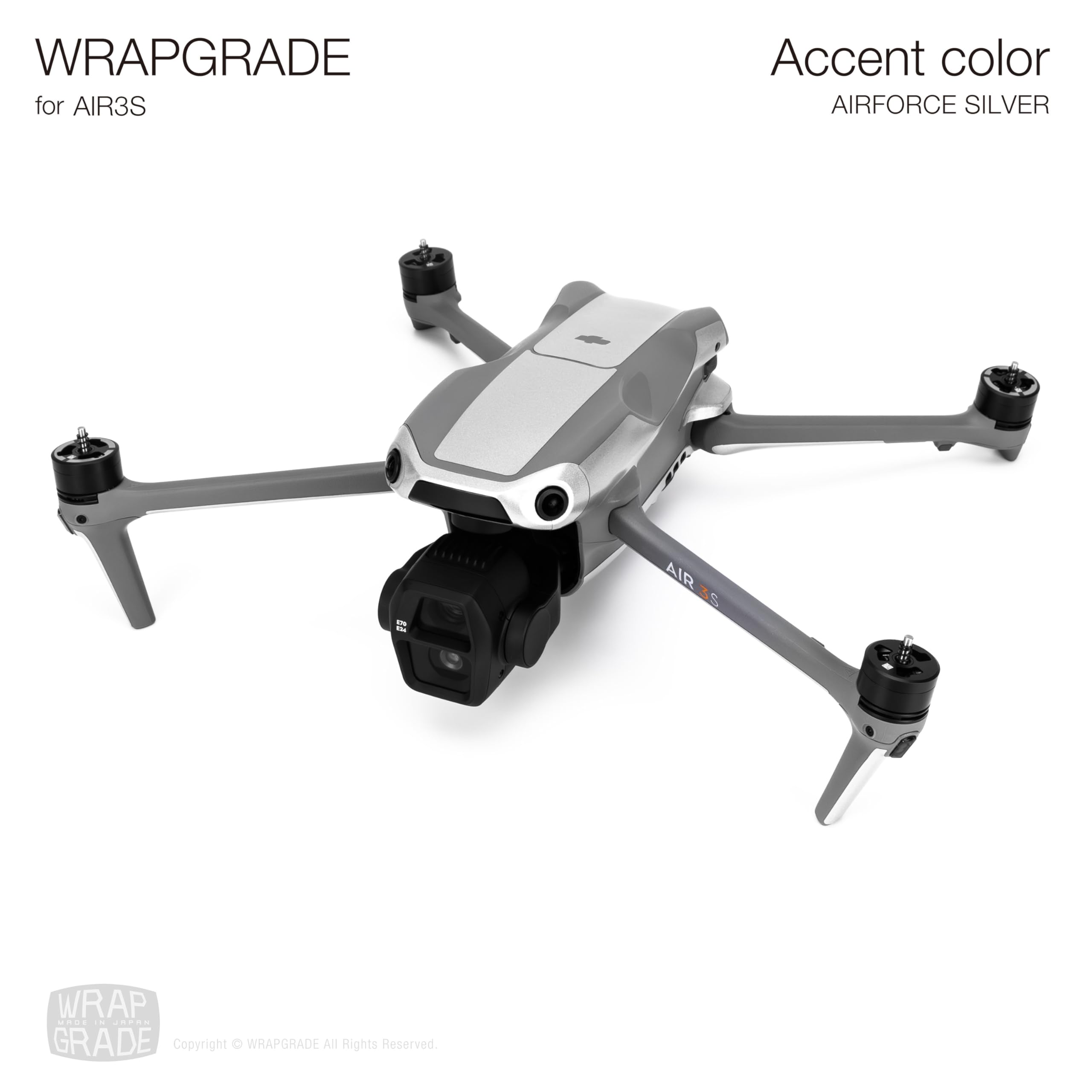 WRAPGRADE Skin Sticker for DJI Air 3S Accent Color Sticker (Air Force Silver)