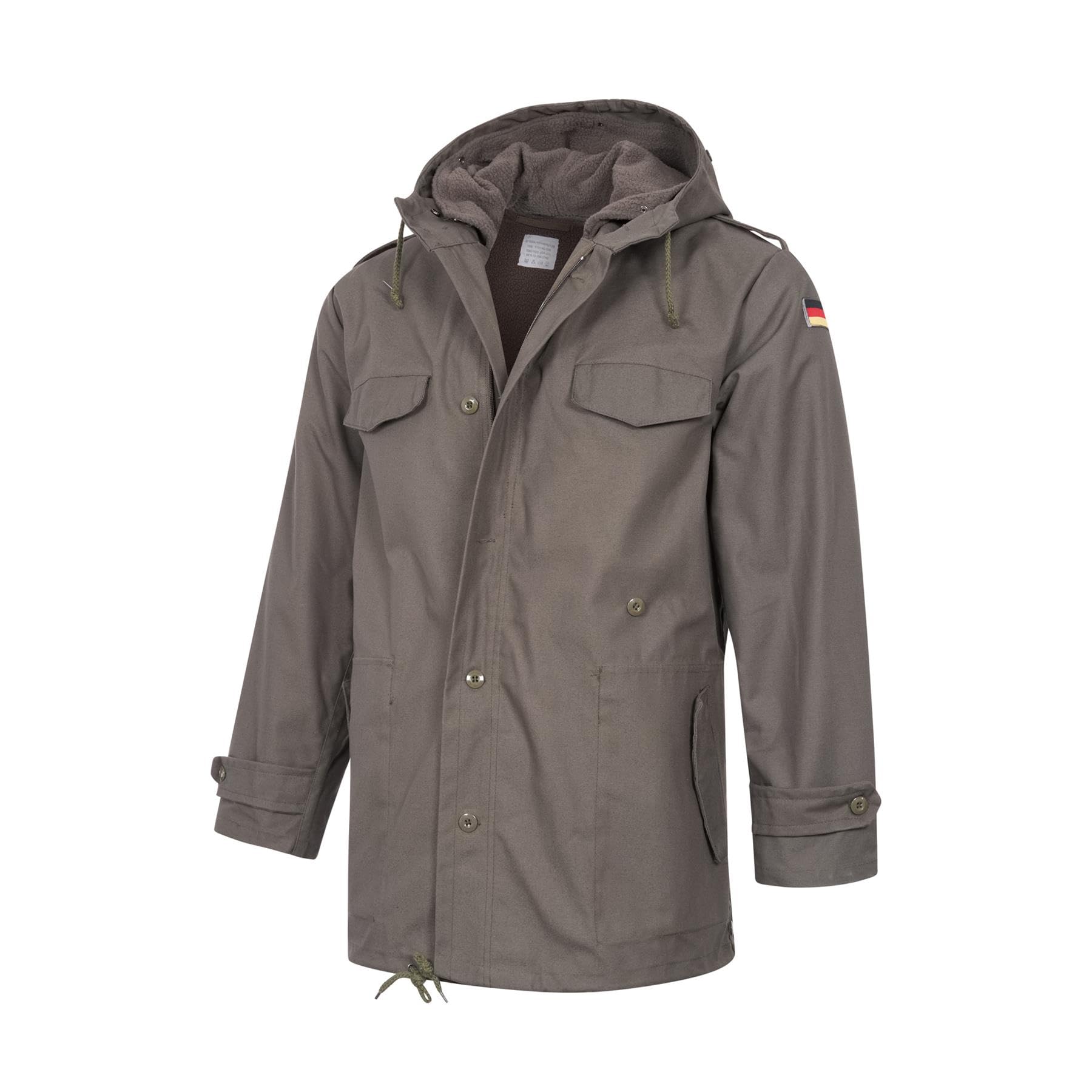 VINTIKA German Parka Army Jacket Military Bundeswehr Style NATO Field Coat with Lining and Hood [Olive, 48]