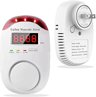 DYWL SECURITY Carbon Monoxide Detectors Portable Carbon Monoxide Detector for Travel Carbon Monoxide Detector Plug in Wall with LED Digital Display Voice Light Plug and Play - 1 Pack