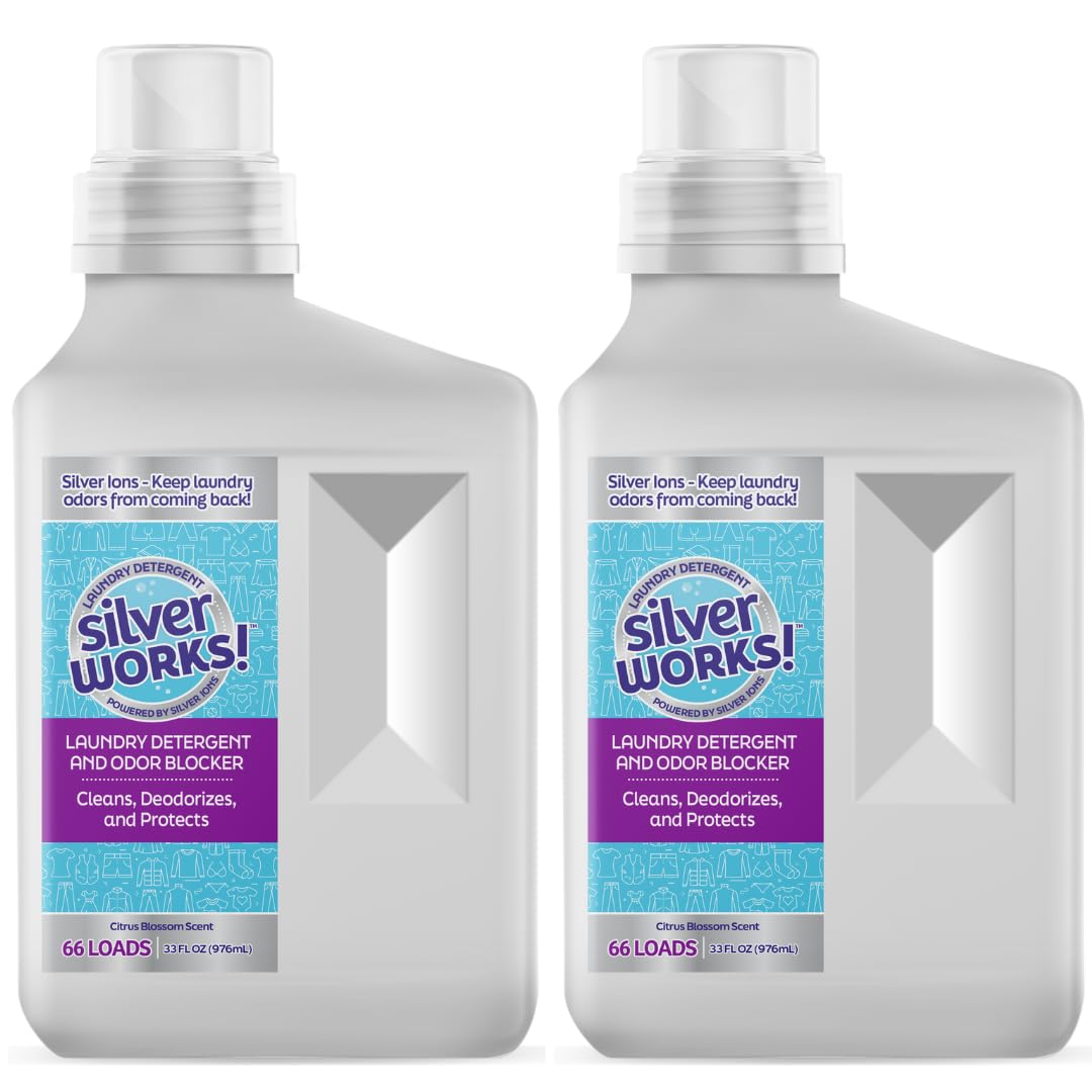 Powerful Odor Eliminating Laundry Detergent Liquid - Silver Ion Deodorizer Technology - Laundry Odor Eliminator For Clothes - Cleans, Deodorizes and Protects -2 Pack (132 Loads) 66 FL OZ