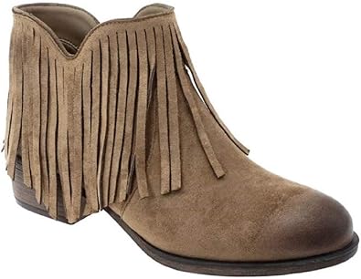 taupe fringe booties