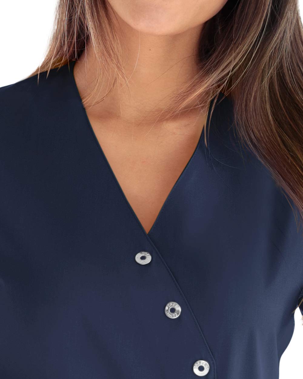 CLINIC DRESS Kasack für Damen V-Ausschnitt Druckknopfleiste für Krankenpflege und Altenpflege 50% Baumwolle 95 Grad Wäsche