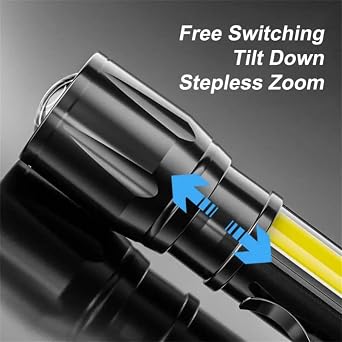 Jouis Flashlight Led USB RECHARGEABLE-Metal Ultra Powerful Bright Zoom Mini Size Flashlight [Energy Class A++]Media Lamp Earthquake, Police, Gendarmerie, Police, Watchman's Flashlight [Energy Class A++]