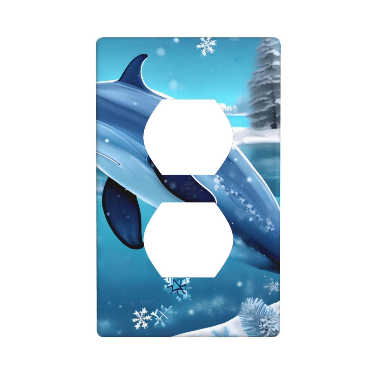 Winter the Dolphin Decorative Switch Plate Cover-Unbreakable Polycarbonate Wall Plate for Home Office, 1 Gang with Screws