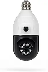 Câmera De Segurança Tipo Lâmpada Wi-Fi Full HD 360° - Lente Dupla Visão Noturna Áudio Bidirecional Detecção De Movimento