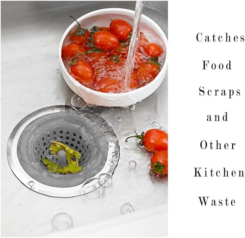 Miniatura 8 de Colador de silicona inoxidable para fregadero de cocina, protector de drenaje, evita obstrucciones, borde ancho grande de 4.5 pulgadas de diámetro,