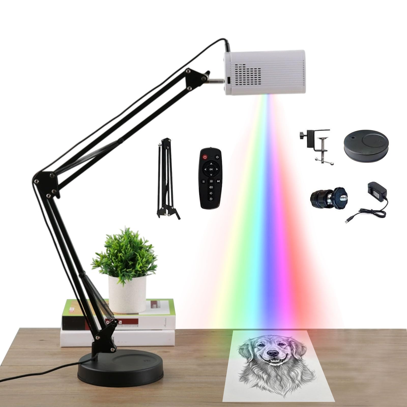 Buhelyc Lampe de Projecteur d'art Portable Traceur de Projection Outil D'esquisse pour Dessin Peinture et Projection pour Les Débutants (Color:Blanc)
