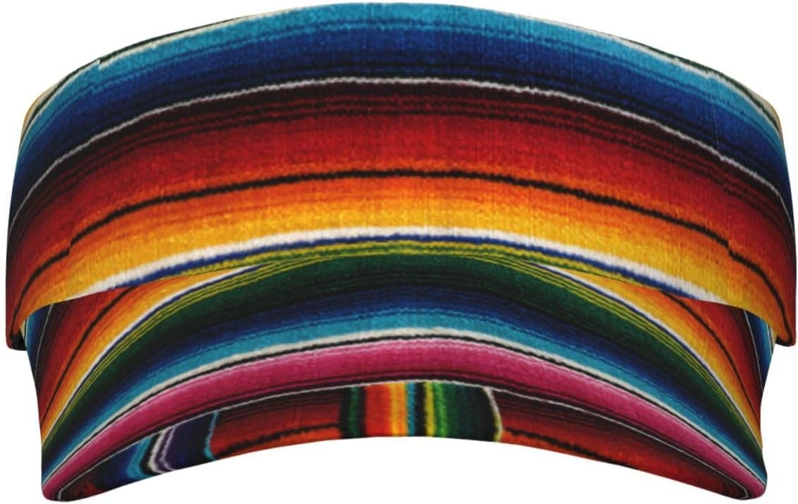 (Colorful Mexican Stripes) Adult Sun Visor Hat Adjustable Open Top Sports Cap Breathable for Men Women Beach Vacation Essentials