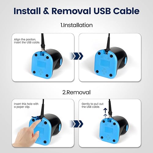 Miniatura 7 de OBZ Escáner de código de barras manos libres 1D 2D QR, escaneo automático omnidireccional de detección lector de código de barras con cable USB