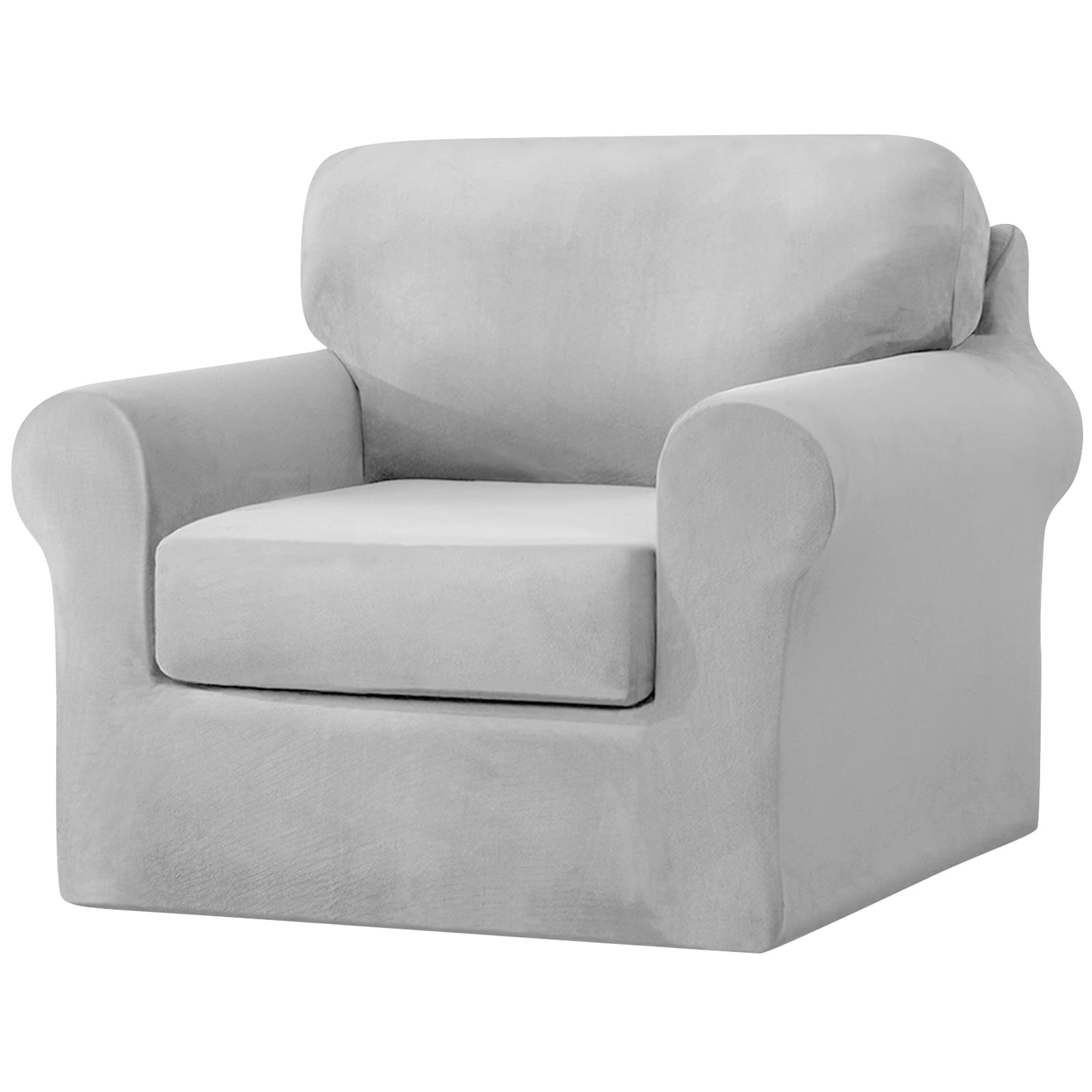 SYLC Sofa Cover with Separate Seat Cushions and Backrests Stretch Velvet Sofa Slipcover Couch Covers Furniture Protector Split Combined (Light grey,1 Seat Set 3 PCS)