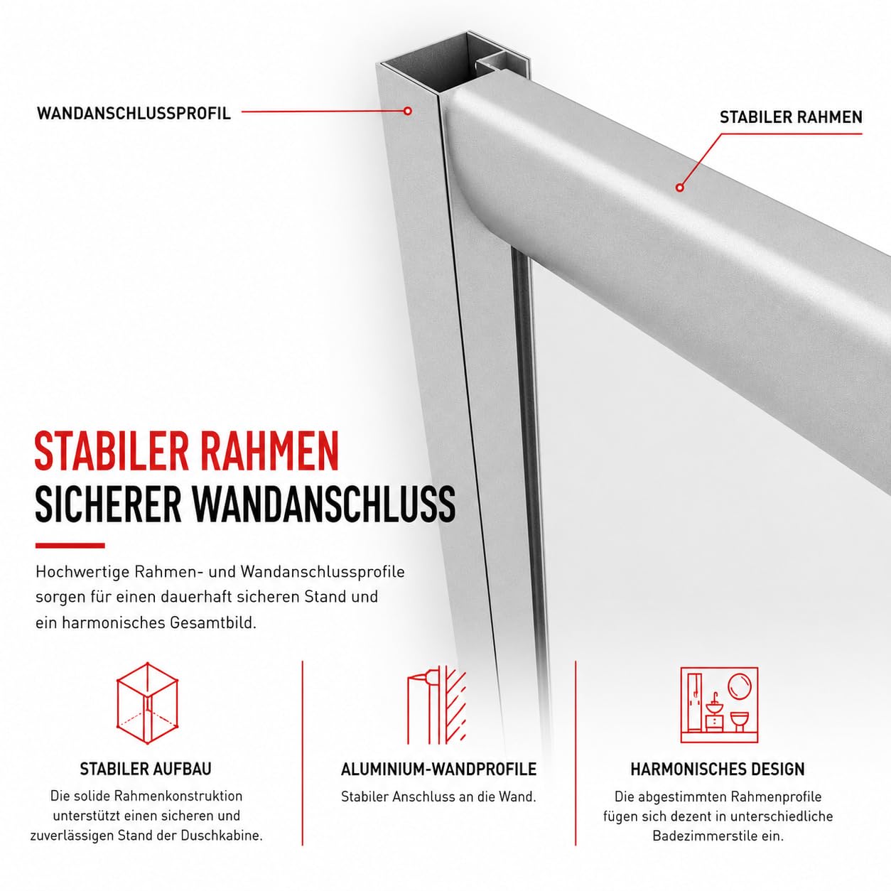 Schulte Duschkabine Eckeinstieg 75–90 cm, Schiebetüren, Querstreifen | Variable Duschabtrennung in Silber Grau, 180 cm hoch, mit 4 mm klarem ESG für Größen von 75x75 bis 90x90 cm.
