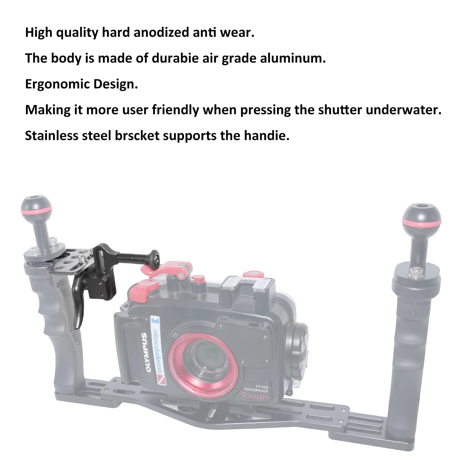 Nitescuba NS10-S Déclencheur avec Levier d'Extension pour Plateau de Plongée, Stabilisateur de Boîtier de Caméra Sous-Marine