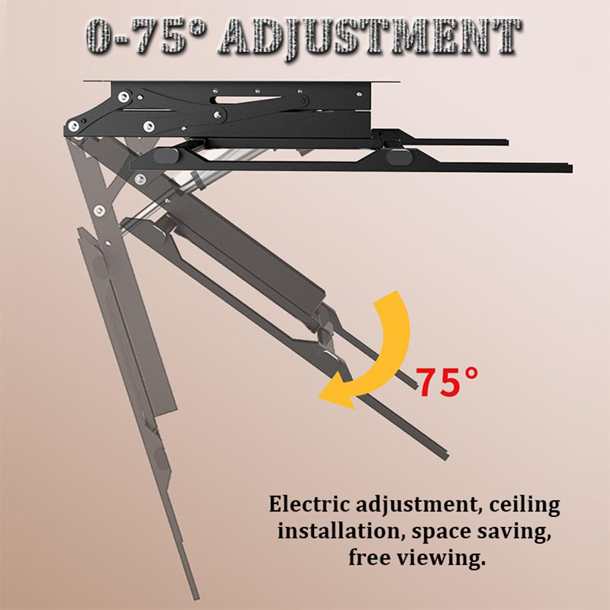 Supporto TV da soffitto motorizzato Regolabile con Angolo di 0-75° per Monitor da 65 Pollici, Staffa inclinabile per impieghi gravosi per soffitti inclinati, Facile da in