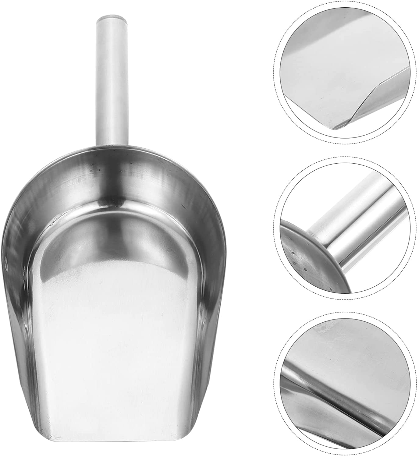 Kleine Terrarium-Eisschaufel, Lebensmittelmehl: Edelstahl-Eisschaufel mit flachem Boden, Eismehl, praktische Schaufel für Küche, Popcorn, Süßigkeiten, Kaffeebohnen, Silber, Kuchenbehälter (Silber 28