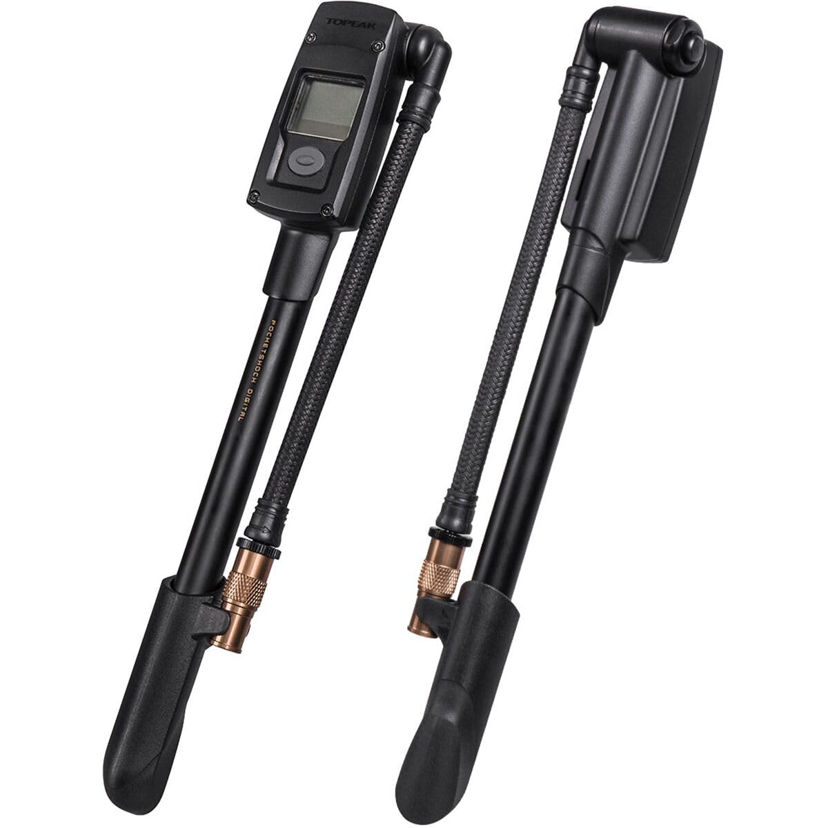Topeak PocketShock Digitale Schock-Pumpe mit 300 PSI Digitalanzeige, Druck-Rite-Anschluss und Luftauslassknopf