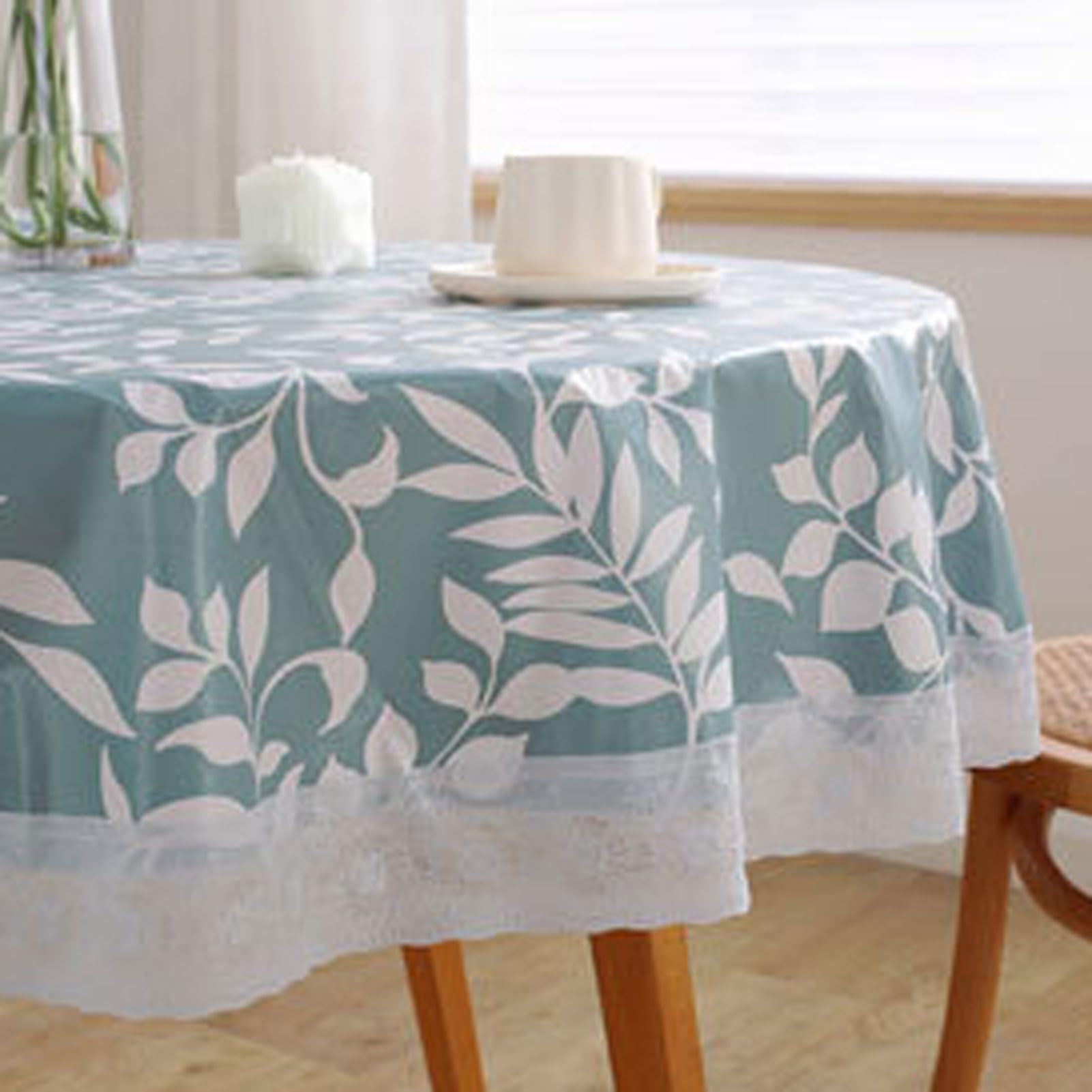 Mantel Antimanchas Redondo Lavable, Mantel Mesa Cuadrada Impermeable, Mantel Hule Mesa Redondo, para Cumpleaños, Boda, Decoracion Mesa Comedor (160cm)