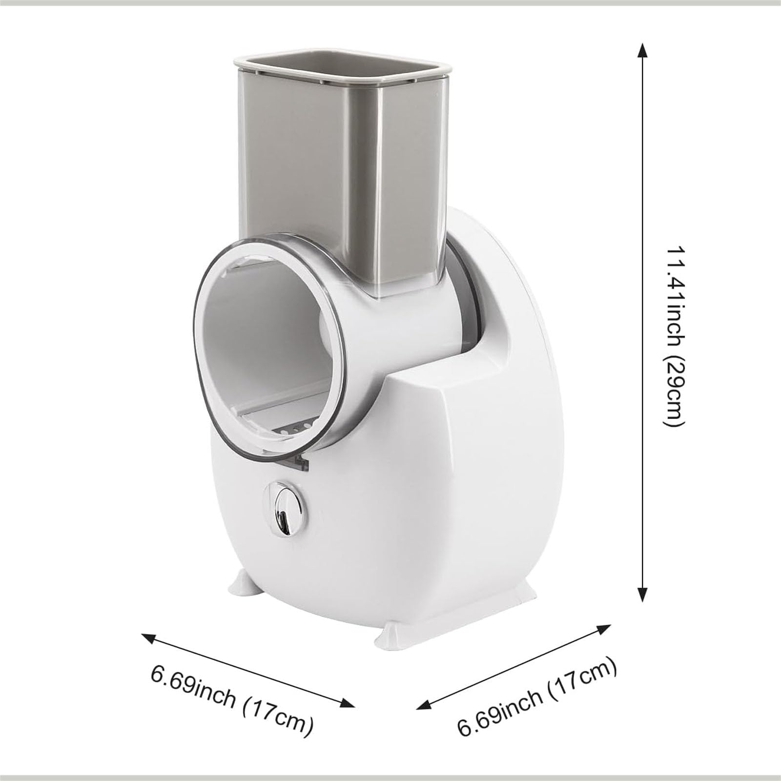 Rallador de Queso Eléctrico 50W, Rallador Rotativo Multifuncional con 3 Cuchillas Intercambiables