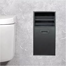 Recessed Shelf Organizer Shower Niche, Multi-Layer Trash Can Toilet Paper Storage Box, Stainless Steel Shower Nich, Easy to Install Recessed Shower Niche, for Hotel Black-50X20X14Cm