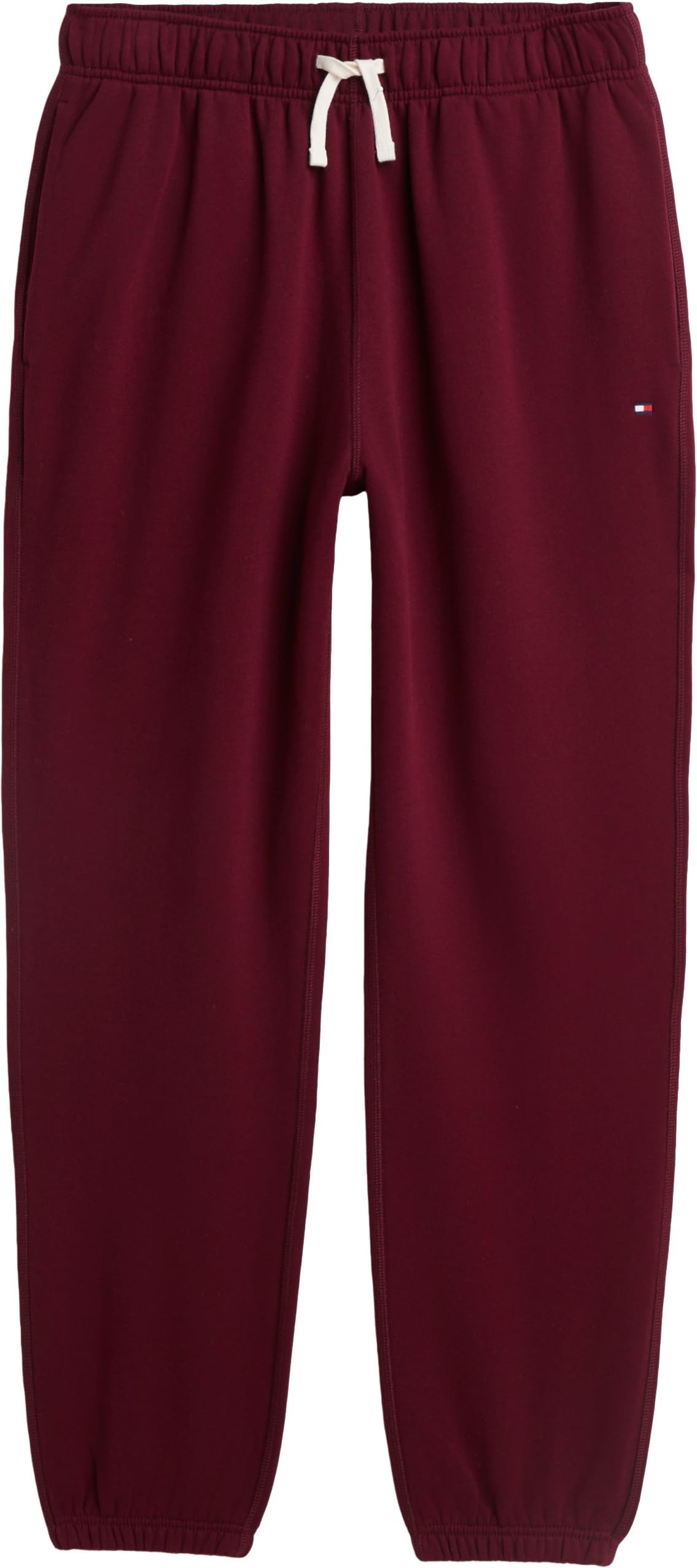 Tommy Hilfiger Pantalones de chándal con cordón de Forro Polar para Hombre, Granate, S