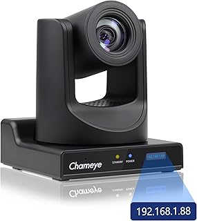 Chameye HDMI PTZ Camera 20x Optical Zoom AI Auto Tracking PTZ Camera with LCD Display, HDMI 3G-SDI IP 1080P 60fps PoE Live Streaming PTZ Camera for Church Worship Education Events, C720 Black