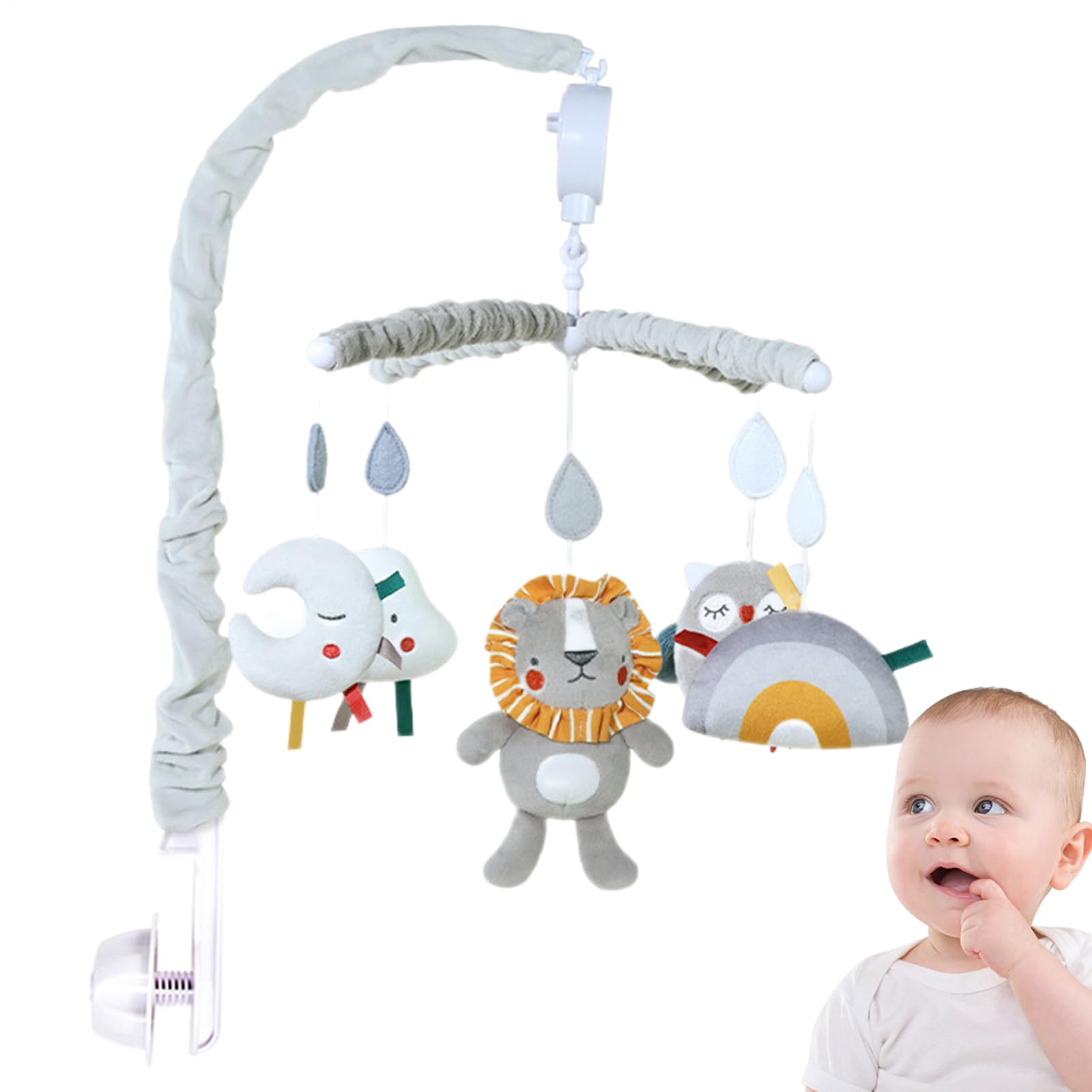 - Gentle Crib Mobile - Children Cot Music Ornament, 12 Inch Hanging Dolls with Charm, Soft Fabric Cover with Balance, Nursery Decorative Accessory, Girls Mobiles for Bed, Play, Sleep