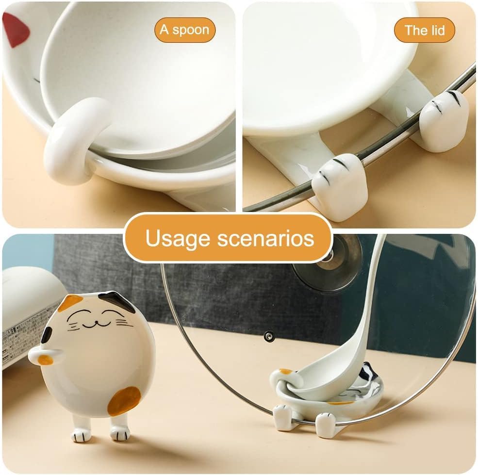 Miniatura 3 de Soporte de cuchara para gatos, soporte de cuchara de cerámica para la parte superior de la estufa, accesorios de cocina para gatos, soporte para