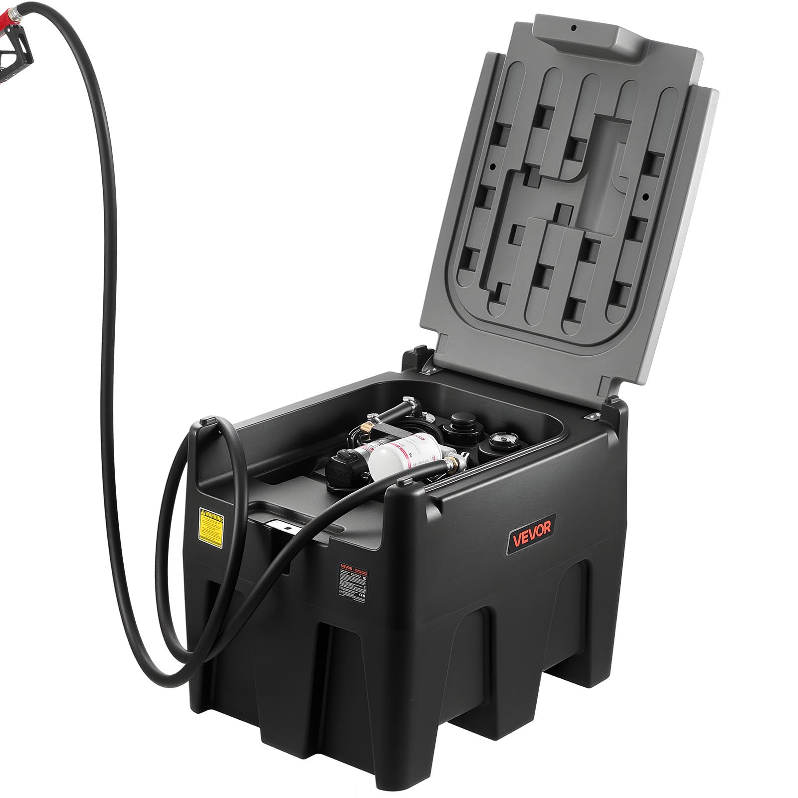 VEVOR Réservoir Diesel Portable 220 L Cuve de Ravitaillement 40 L/min avec Pompe de Transfert Électrique 12 V Tuyau en Caoutchouc 4 m Réservoir de Transfert Diesel pour Transport de Carburant, Noir