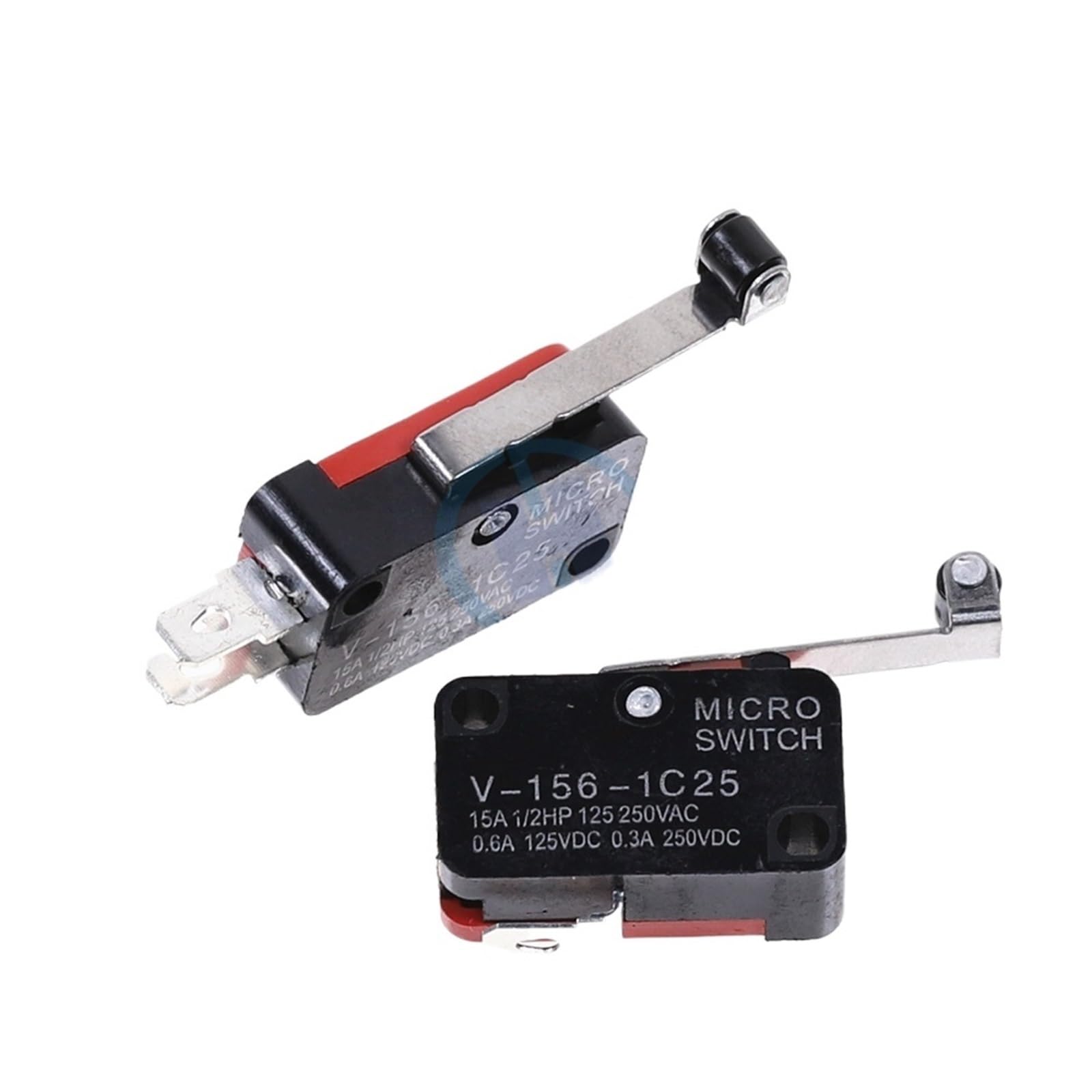 Microinterruptores momentáneos SPDT NO/NC con brazo de palanca de rodillo, 10 unidades, V-156-1C25