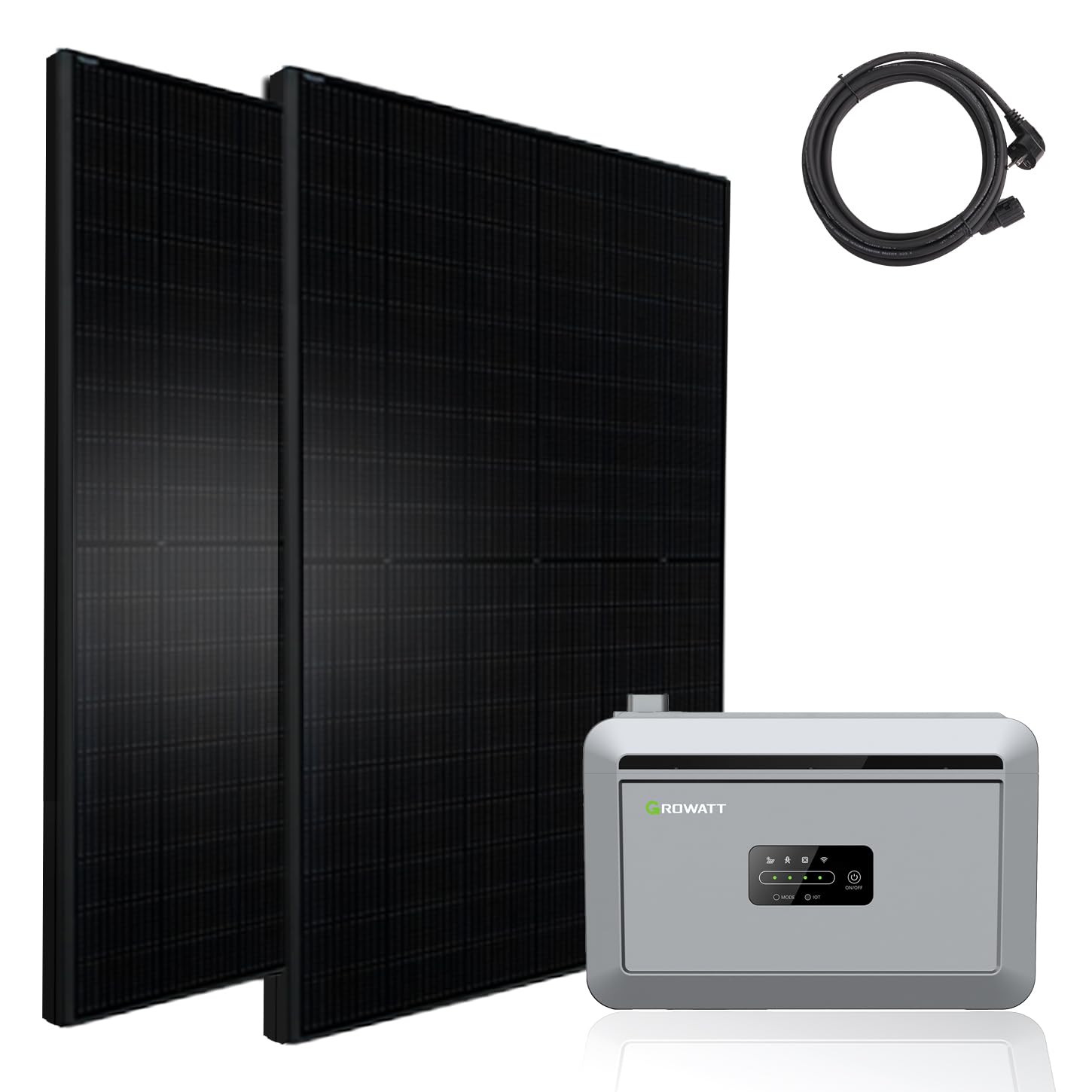 Growatt Balkonkraftwerk 1300W Speicher 2048W, 2x500W Glas-Glas Solarmodule, Bifazial Solarpaneele, Photovoltaik Anlage f