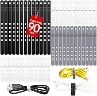 Vista 1 de AROIC 90Pcs Silicone Cable Ties with 3 Sizes,Reusable and Washable with Adjustable Locking Buckle Design, Cord Organizer for Home, Office, Travel