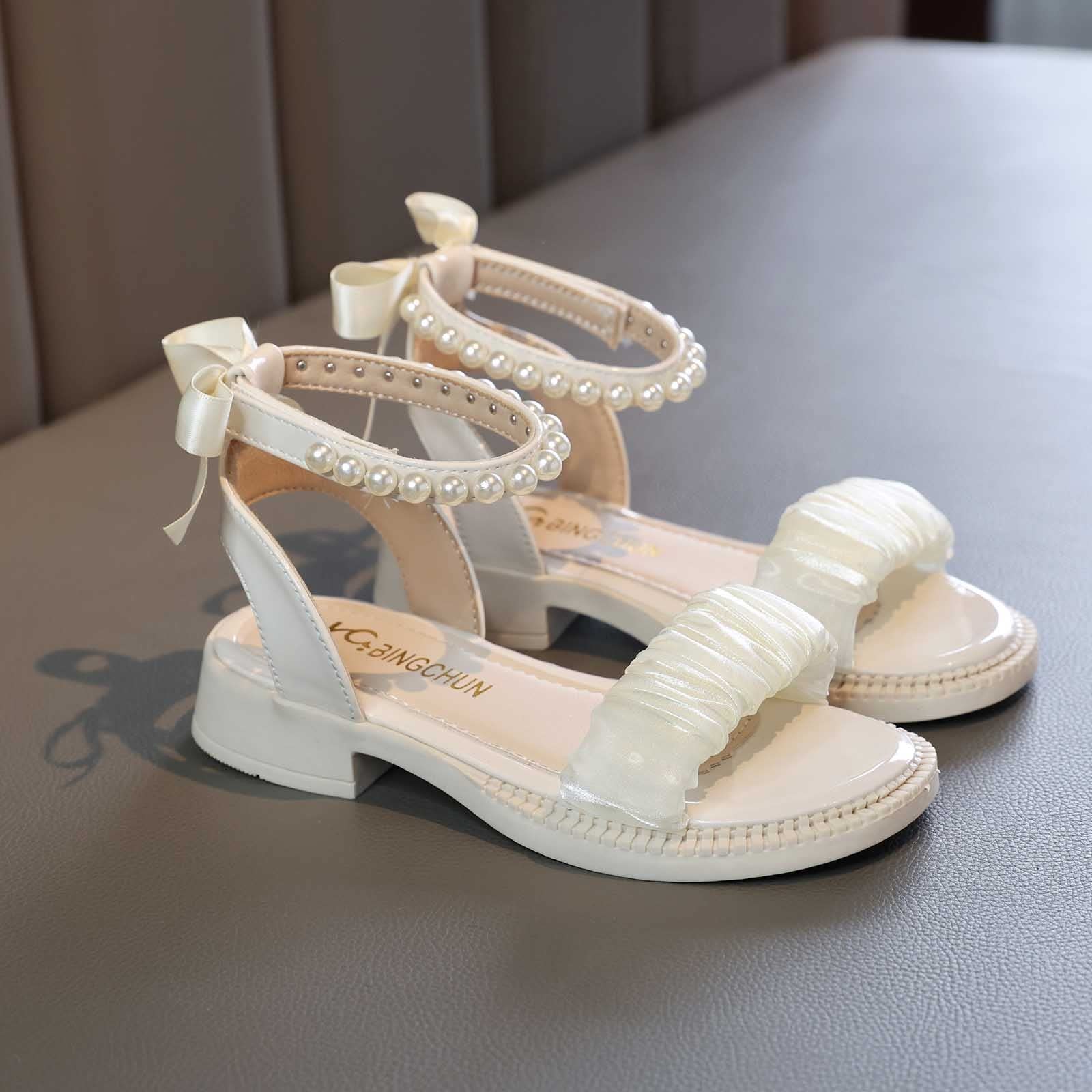 YHQZNLXQ ły dziewczę Generisch Open Toe Pasek na kostce Buty wyjściowe Wesele dla małych dzieci Princess Shoes Maluch niemowlęcy