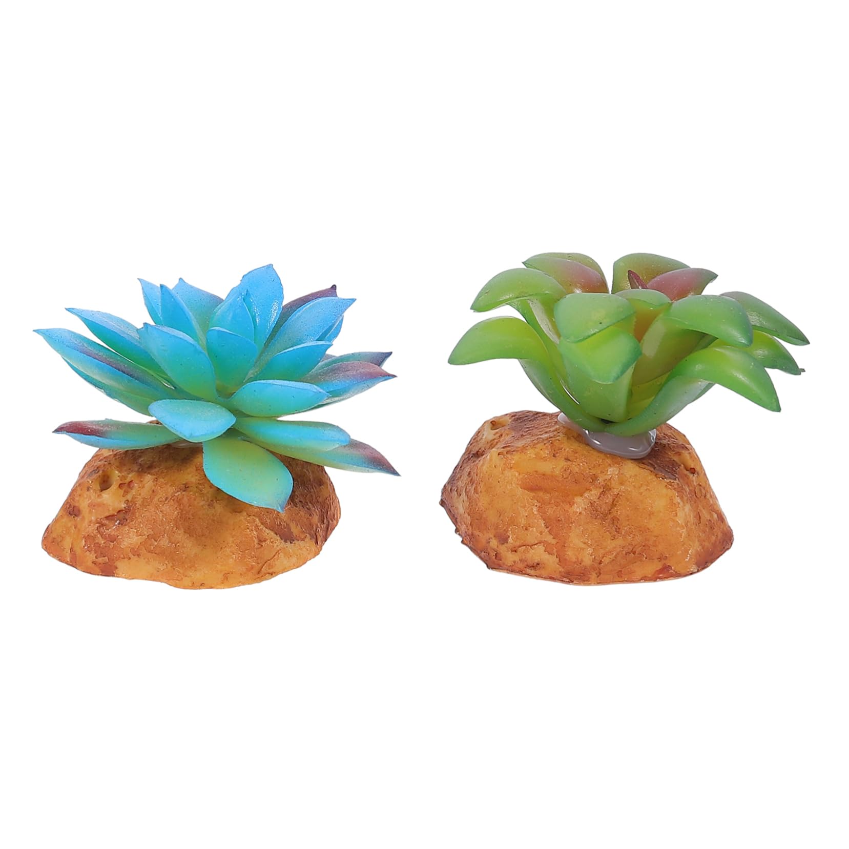 POPETPOP 2Pcs Simulated Reptile Plants Decor for Breeding Box Realistic Succulent Hiding Plants for Lizards Turtles Frogs Safe Environment Reptile Box