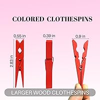 Vista 6 de Pinzas para ropa, Pinzas para ropa de colores 50 piezas 2.9" Madera natural de abedul, agarre fuerte, pinzas para ropa coloridas, pinzas para ropa