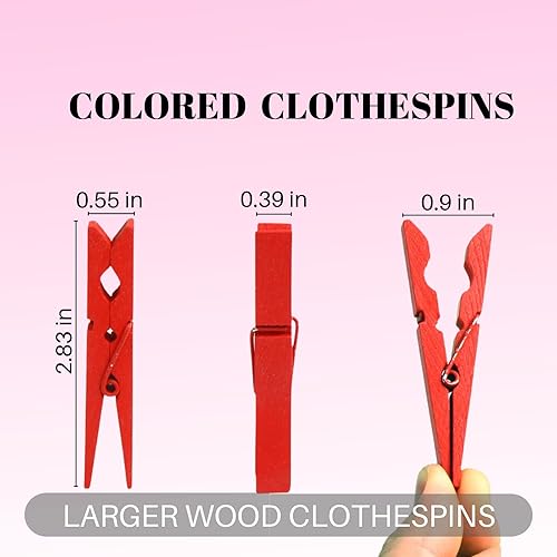 Miniatura 6 de Alfileres de ropa, pinzas de colores para ropa, 50 pines de cierre de madera de abedul natural de 2.9 pulgadas, agarre fuerte, pinzas coloridas de