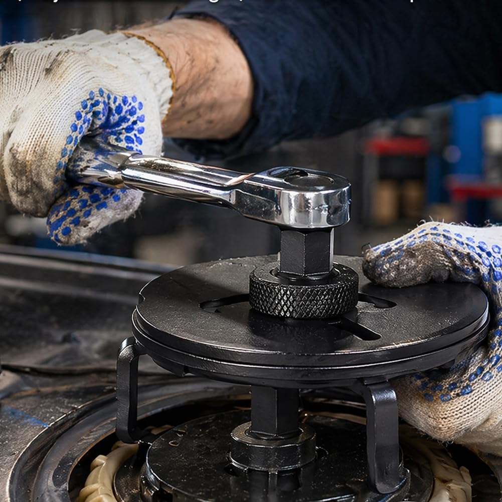 CEWROM Universeller Tankdeckelschlüssel, 3-Backen, Verstellbarer Kraftstofftankdeckelschlüssel, Werkzeug für Entfernen der Kraftstoffpumpenabdeckung, Autoreparatur, Autozubehör, 87 mm - 170 mm