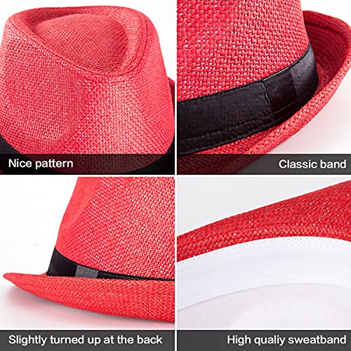 Image of LADYBRO Straw Trilby Fedora Hat for Men Women 1920s Wool Felt Panama 7 1 /4