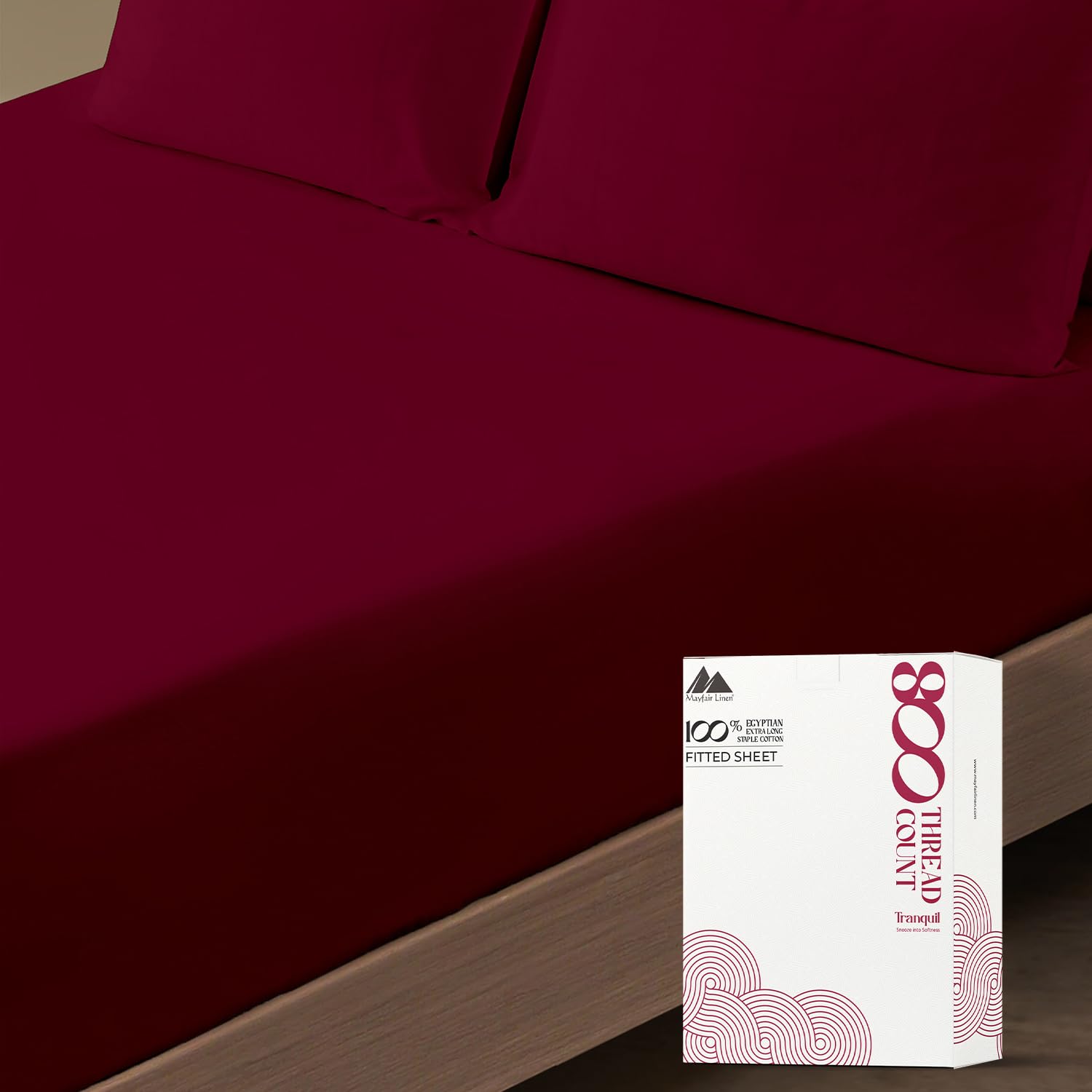 Egyptian Quality Premium Hotel Style 1-Piece Fitted Sheets, 800 Thread Count Luxury & Softest 100% Cotton Bottom Sheet, Deep Pocket up to 18 inch, King Size, Burgundy