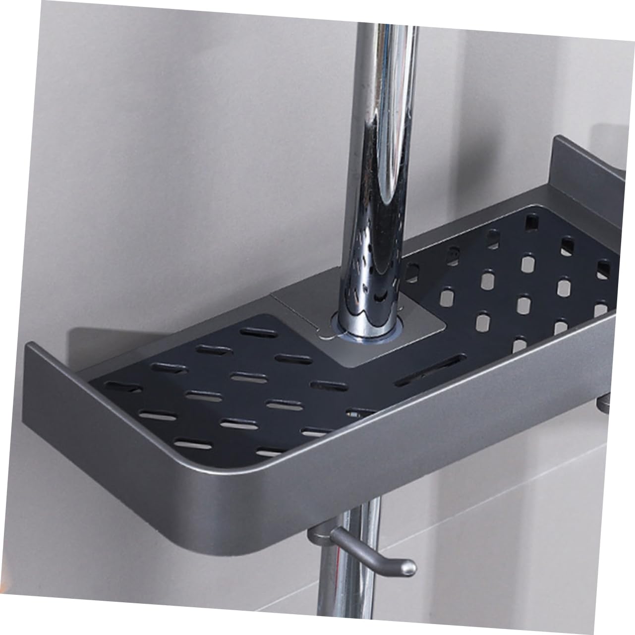 2pezzi Mensola Doccia senza Foratura Organizer per Asta Doccia Scorrevole Porta Sapone e Shampoo Supporto in Bagno