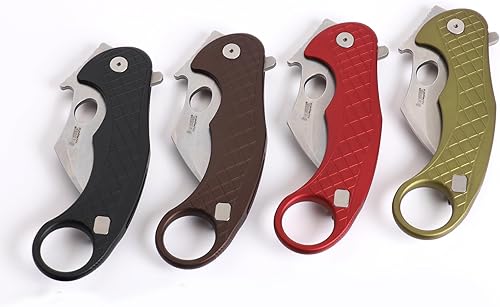 Miniatura 3 de LionSTEEL LEONE - Cuchillo plegable Karambit con hoja de acero CPM-Magnacut, mango integral de aluminio sólido, diseño Emerson Wave Design,