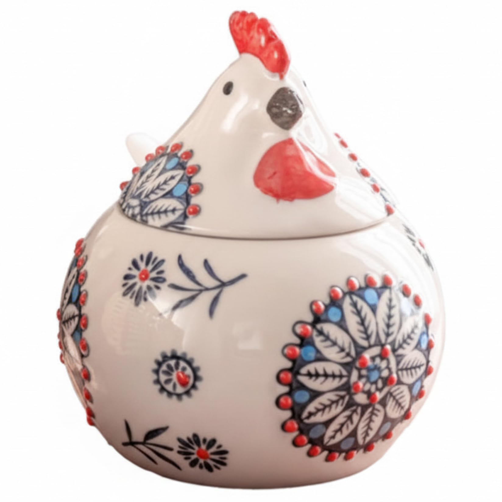 Nukinp Salt Cellar with Lid, Chicken-shaped Ceramic Salt Holder with Lid and Spoon for Counter, Coffee, Sugar, Spices and Candies
