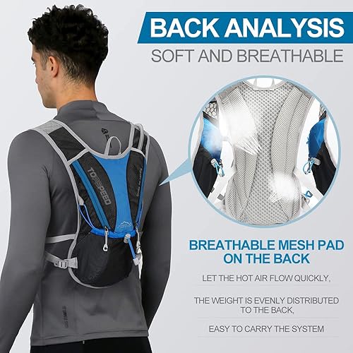 Miniatura 3 de IX INOXTO - Mochila de hidratación para correr con bolsa de agua de 1.5 L (50 onzas) para hombres y mujeres, mochila de agua ligera para senderismo,