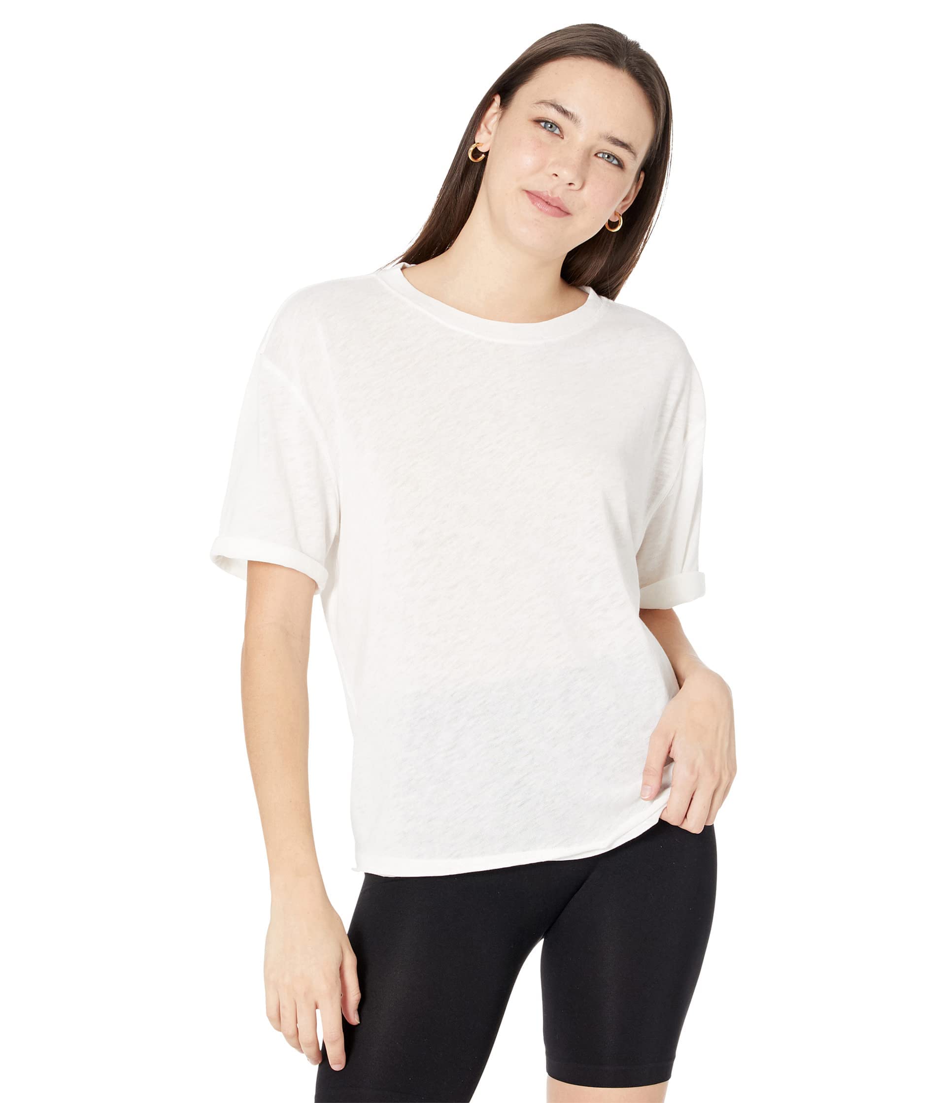 FP Movement Cassidy White Tee for Women - Crew Neckline, Short Sleeves with Straight Hemline