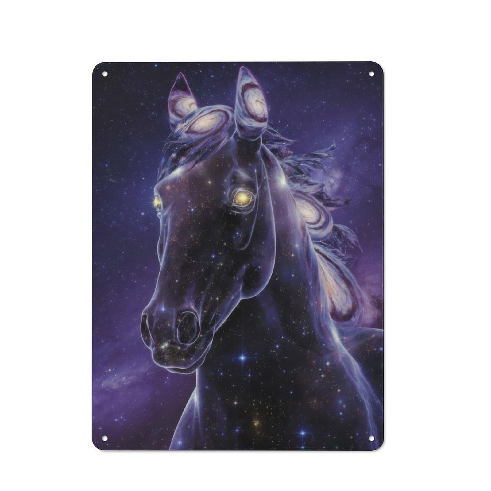 Tin Sign with Cosmic Horse Design 40x30cm, Garage Style Garage Wall Decor for Garage, Hobby Room, Office Or Man Cave
