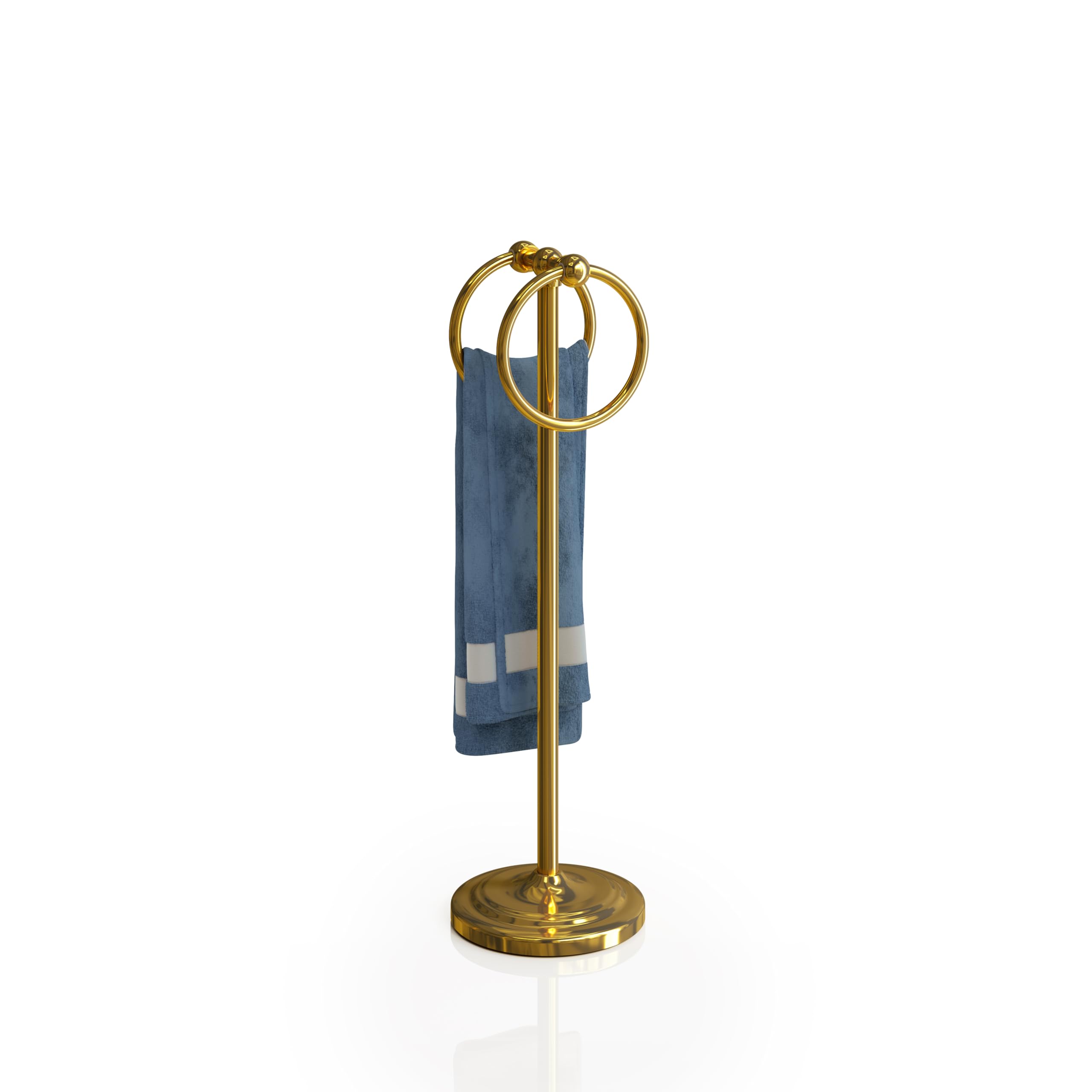 BGL Fingertip Towel Rack, Stand Towel Ring for Bathroom or Kitchen, Vanity Countertops for Storing Towels, Washcloths or Tea Towels, 2 Hanging Rings, Gold